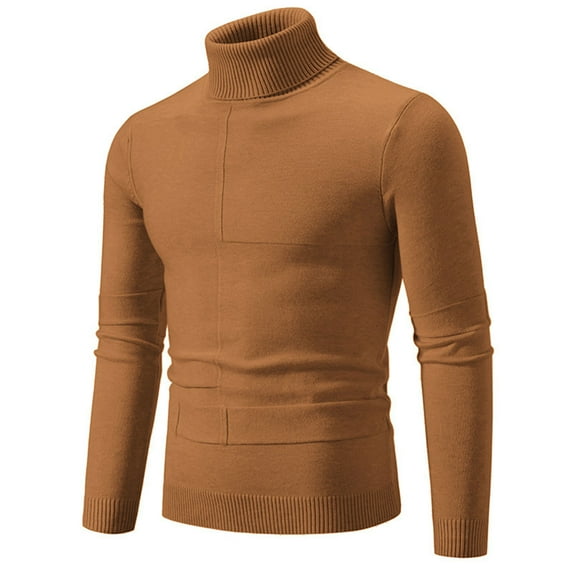 LOVZFMLL Sweaters for Men, Turtleneck Ribbed Pullover, Fashion Casual Solid Color Basic Everyday Layering Shirt, Fall Clothes, Warm Winter Tops