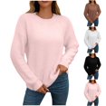 thumbnail image 1 of LOVZFMLL Sweaters for Women Acrylic Crew Neck Ribbed Pullover Solid Color Casual Basic Loose Classic Long Sleeve Tops Warm Fall Winter Clothes, 1 of 6