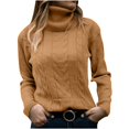 thumbnail image 1 of LOVZFMLL Sweaters for Women Acrylic Turtleneck Ribbed Pullover Solid Color Basic Casual Undershirt Relaxed Fit Tops Warm Fall Winter Clothes, 1 of 5