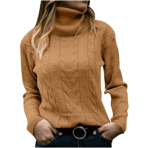 LOVZFMLL Sweaters for Women Acrylic Turtleneck Ribbed Pullover Solid Color Basic Casual Undershirt Relaxed Fit Tops Warm Fall Winter Clothes