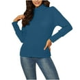 thumbnail image 1 of LOVZFMLL Sweaters for Women Turtleneck Ribbed Pullover Solid Color Basic Casual Relaxed Fit Undershirt Tops Warm Fall Winter Clothes, 1 of 5