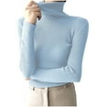 thumbnail image 1 of LOVZFMLL Sweaters for Women Turtleneck Ribbed Pullover Solid Color Basic Casual Undershirt Slim Tops Warm Fall Winter Clothes, 1 of 5