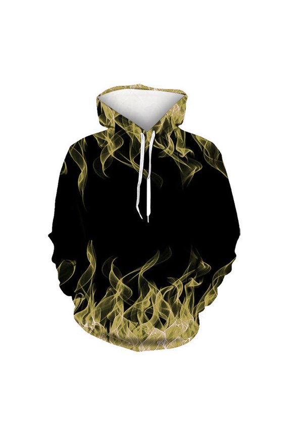 Sweatshirt for Men, Flame Print Fashion Hooded Pullover Tops Long Sleeve Casual Loose Fit Hoodies Fall Clothes