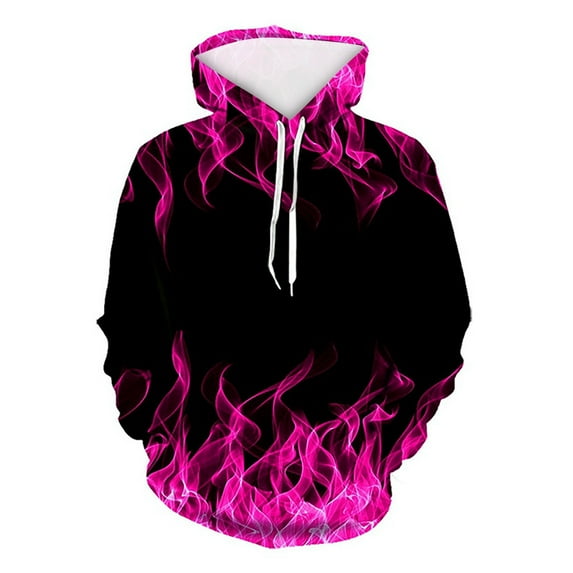 LOVZFMLL Sweatshirt for Men, Flame Print Fashion Hooded Pullover Tops Long Sleeve Casual Loose Fit Hoodies Fall Clothes