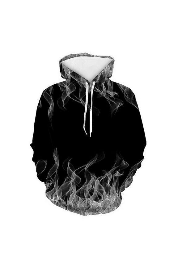 Sweatshirt for Men, Flame Print Fashion Hooded Pullover Tops Long Sleeve Casual Loose Fit Hoodies Fall Clothes