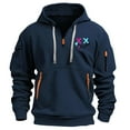 thumbnail image 1 of LOVZFMLL Sweatshirt for Men, Printed Outdoor Workout Athletic Hoodies Half-Zip Pullover Tops Fall Clothes with Multi-Pocket, 1 of 3