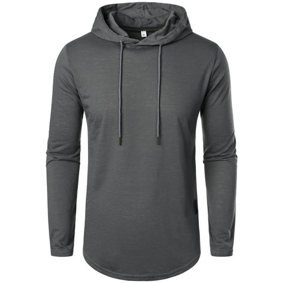 LOVZFMLL Sweatshirt for Men, Solid Color Casual Athletic Workout Hoodies Long Sleeve Hooded Pullover Tops Fall Clothes