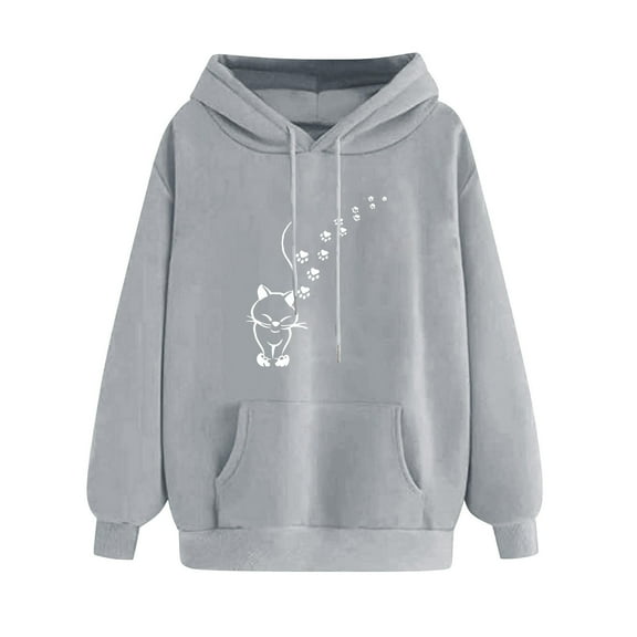 LOVZFMLL Sweatshirt for Women Heart Print Long Sleeve Hooded Pullover Fall Clothes 2025 Women Fashion Comfort Streetwear Top