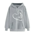 thumbnail image 1 of LOVZFMLL Sweatshirt for Women Heart Print Long Sleeve Hooded Pullover Fall Winter 2025 Women Fashion Comfort Streetwear Tops, 1 of 5