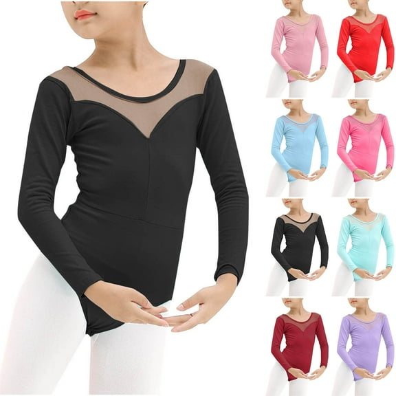 LOVZFMLL Toddler Girls Ballet Leotard, Lace Solid Stretch Cozy Crew Neck Long Sleeve Bodysuit, Ballerina Performance Outfit Dancewear 2-3 Years Girls Clothes