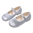 thumbnail image 1 of LOVZFMLL Toddler Little Girls Dress Shoes Party Princess Slip On Mary Jane Flats Shoes Classic Glitter Footwear Hook and Loop Silver 3.5-4 Years, 1 of 6