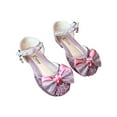 thumbnail image 1 of LOVZFMLL Toddler Little Girls Dress Shoes Wedding Party Prom Cute Mary Jane Princess Flats Glitter Bow Knot Footwear Pink 4-5 Years, 1 of 4