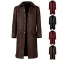 thumbnail image 1 of LOVZFMLL Trench Coat for Men Button Down Collared Long Shirt Jacket Casual Loose Long Sleeve Coat Overcoat Outwear with Pockets, 1 of 4