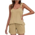 thumbnail image 1 of LOVZFMLL Two Piece Sets for Women Sleeveless Tank Top and Shorts with Pockets Casual Loose Summer Lounge Matching Sets Khaki M, 1 of 1
