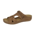 thumbnail image 1 of LOVZFMLL Wedge Sandals For Women Dressy Casual Comfortable Walking Summer Slides Slip On Open Toe for Outdoor Beach Wear Brown 8.5, 1 of 3