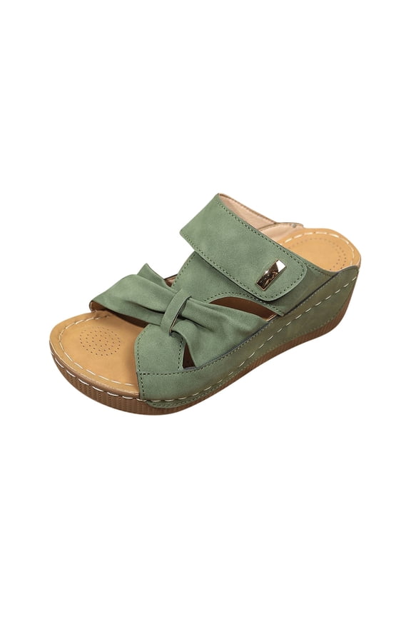 Wedge Sandals for Women 2025 Summer Fashion Casual Slip On Open Toe Chunky Sandals Outdoor Beach Vacation Comfort Walking Clogs Army Green 7.5