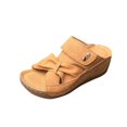 thumbnail image 1 of LOVZFMLL Wedge Sandals for Women 2025 Summer Fashion Casual Slip On Open Toe Chunky Sandals Outdoor Beach Vacation Comfort Walking Clogs Brown 8.5, 1 of 8