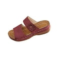 thumbnail image 1 of LOVZFMLL Wedge Sandals for Women 2025 Two Straps Slip On Open Toe Comfort Slides Sandals Casual Summer Beach Vacation Outdoor Walking Shoes Wine 8.5, 1 of 8