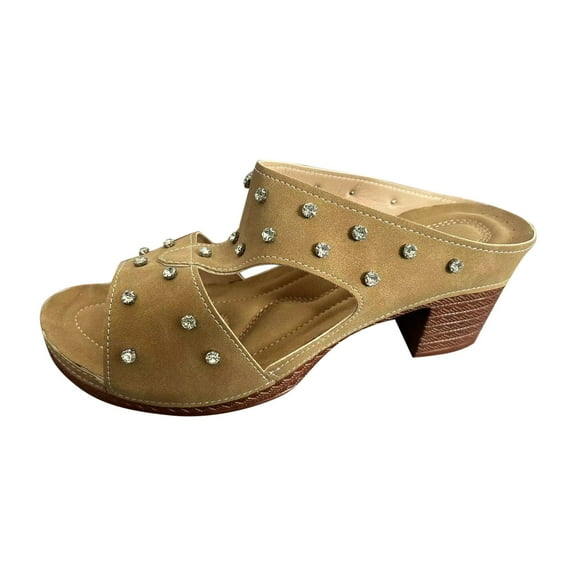 LOVZFMLL Wedge Sandals for Women Fashion Cut Out Glitter Slip On Heel Sandals for Casual Outdoor Walking Travel Slides Beach Vacation Shoes Brown 5.5