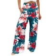 thumbnail image 1 of LOVZFMLL Wide Leg Pants for Women Flowy Comfy Floral Palazzo Pants Casual Loose High Elastic Waist Beach Vacation Trousers, 1 of 5