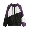 thumbnail image 1 of LOVZFMLL Windbreaker Jacket for Women Color Block Zip Up Hooded Coat with Pockets Casual Long Sleeve Outerwear Active Outdoor, 1 of 2