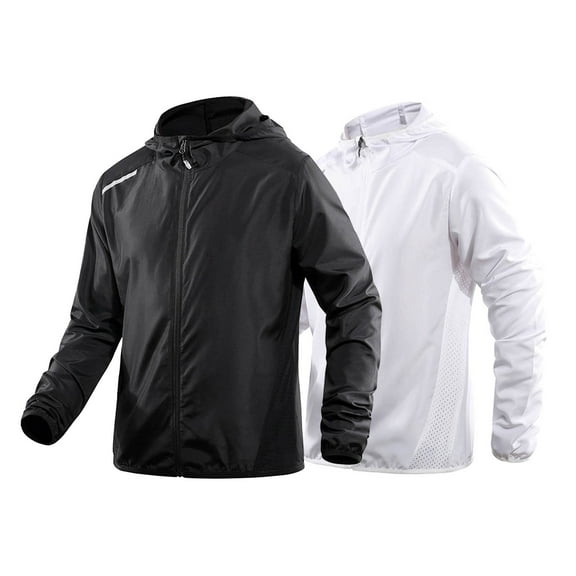 LOVZFMLL Windbreaker for Men Casual Loose Rain Coat Jacket Long Sleeve Zip-Up Rain Jacket Outdoor Hiking Fishing Outerwear with Pockets