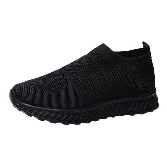 LOVZFMLL Women's Athletic Walking Shoes Slip On Casual Mesh Comfortable Tennis Workout Sneakers Non-Slip Breathable Sock Shoes Black 8