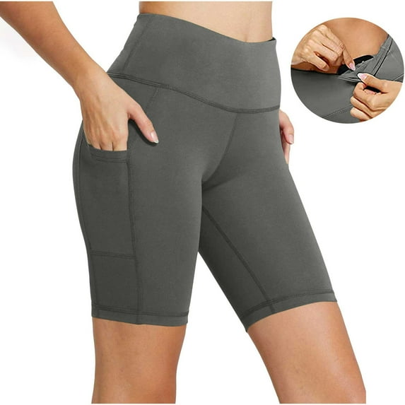 LOVZFMLL Women's Athletic Workout Shorts High Waisted Butt Lifting Activewear Shorts with Side Pockets and Hidden Pockets Dark Gray XXL