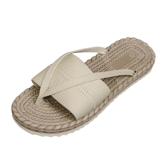 LOVZFMLL Women's Beach Flip Flops 2025 Summer Casual Outdoor Vacation Thong Slippers Comfort Walking Slides Sandals White 5.5