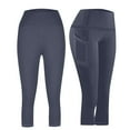 thumbnail image 1 of LOVZFMLL Women's Capri Leggings High Rise Butt Lifting Stretchy Yoga Pants with Side Pockets for Workout Running Gym Training Navy XXL, 1 of 9