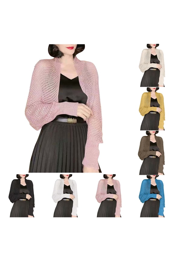 Women's Cardigan Long Sleeve Shawl Cropped Crochet Knit Cardigan for Wedding Bride Dresses Lightweight Arm Sleeves Cover-Ups