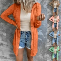 LOVZFMLL Women's Cardigan Open Front Long Sleeve Lightweight Button Down Cover-Up Layering for Spring & Fall Casual Wear