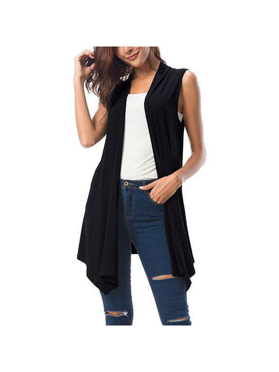 Women's Cardigan Sleeveless Lightweight Long Vest High Low Hem Draped Duster Casual Open Front Layering for Summer