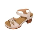 thumbnail image 1 of LOVZFMLL Women's Chunky Block Heel Sandals Hollow Open Toe Ankle Strap for Summer Casual Outdoor Walking Beach Vacation Beige 5.5, 1 of 9