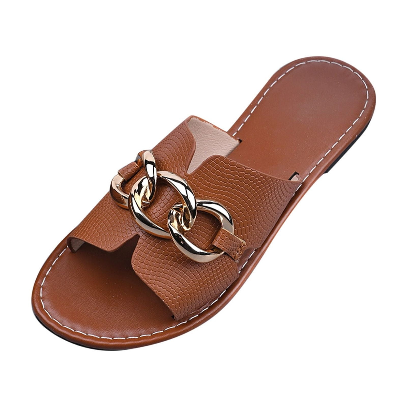 Zpanxa Slippers for Womens Studded Flat Sandals Open Toe