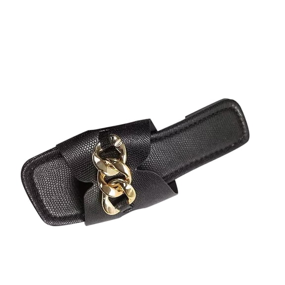 LOVZFMLL Women's Flat Sandals Summer Casual Square Toe Slippers for Beach Comfort Walking Slides Outdoor Open Toe Slip On Black 5.5