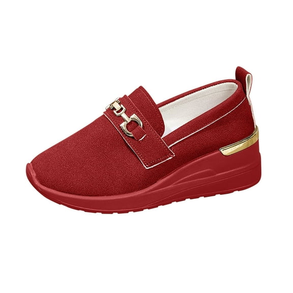 LOVZFMLL Women's Loafer Shoes Comfort Slip-On Walking Flat Shoes Casual Moccasins Penny Loafers Lady Work Dress Shoes Red 8.5