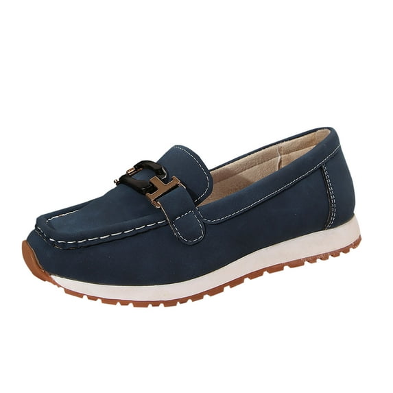 LOVZFMLL Women's Loafer Shoes Leisure Slip On Shoes for Work Business Casual Comfort Walking Flat Shoes Lightweight Penny Loafer Flats Dark Blue 9.5