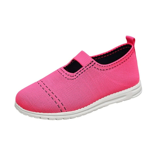 LOVZFMLL Women's Mary Jane Shoes Slip On Comfortable Knit Breathable Casual Walking Flat Shoes Athletic Running Footwear Hot Pink 9.5