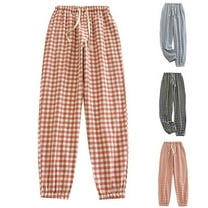 LOVZFMLL Women's Pajama Pants Gingham Plaid Casual Lounge Pants Soft Comfy Sleep Bottoms Loungewear Trouser with Pockets
