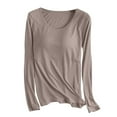 thumbnail image 1 of LOVZFMLL Women's Pajama Tops with Built in Bra Basic T-Shirt Ultra Soft Comfy Long Sleeve Casual Sleep Lounge Tees Pullover Shirts, 1 of 7