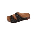 thumbnail image 1 of LOVZFMLL Women's Chunky Wedge Sandals Summer Casual Open Toe Slip On Two Band Beach Slides with Adjustable Metal Buckle Black 6.5, 1 of 8