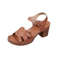 thumbnail image 1 of LOVZFMLL Women's Sandals Casual Outdoor Walking Beach Vacation Sandals Open Toe Ankle Strap Chunky Block Heels Sandals Brown 7.5, 1 of 9