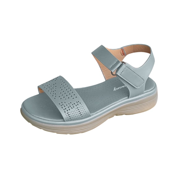 LOVZFMLL Women's Sandals Comfort Walking Hiking Wedges Sandals with Arch Support Open Toe Ankle Strap Casual Summer Sandals Sky Blue 7.5