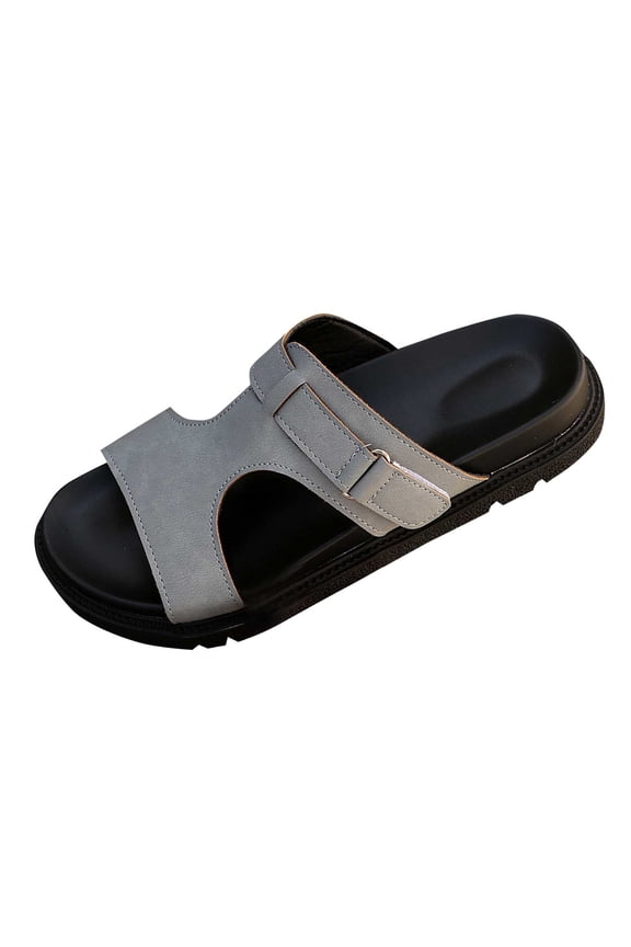 Women's Sandals Cut Out Slip On Open Toe Clogs Sandals Casual Summer Beach Vacation Comfort Walking Shoes Gray 9