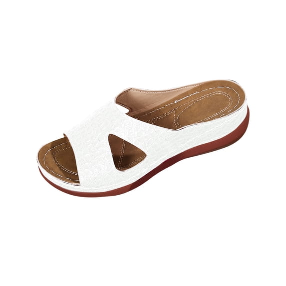 LOVZFMLL Women's Sandals Yoga Mat Slides Slip On Thick Sole Comfortable Walking Slippers with Arch Support Summer Casual Footwear White 6.5