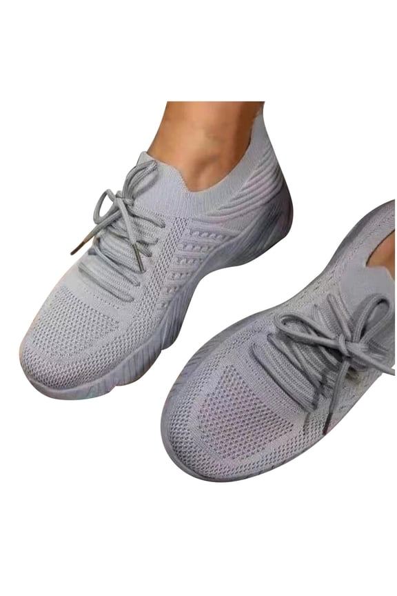 Women's Sneakers Tennis Running Walking Shoes Lace-Up Comfort Breathable Lightweight Casual for Travel Gym Work Gray 8.5