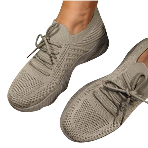 LOVZFMLL Women's Sneakers Tennis Running Walking Shoes Lace-Up Comfort Breathable Lightweight Casual for Travel Gym Work Khaki 8.5