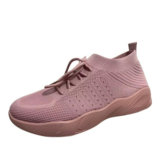 LOVZFMLL Women's Sneakers Tennis Running Walking Shoes Lace-Up Comfort Breathable Lightweight Casual for Travel Gym Work Pink 6