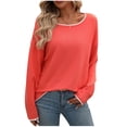 thumbnail image 1 of LOVZFMLL Women's Sweaters Acrylic Crew Neck Ribbed Pullover Solid Color Basic Casual Cozy Loose Long Sleeve Tops Warm Fall Winter Clothes, 1 of 8